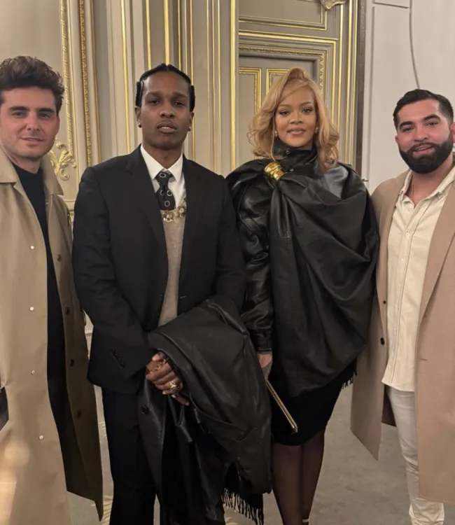 Rihanna y A$AP Rocky en el Palacio del Elíseo.