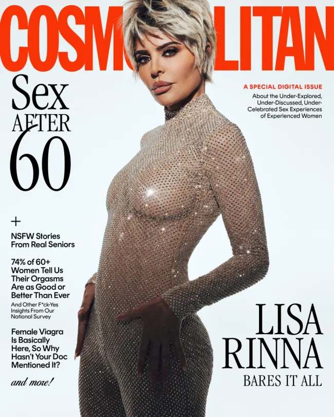 Lisa Rinna luce un mono transparente en la portada de Cosmopolitan