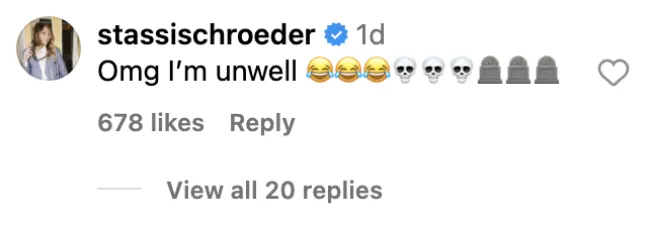 Comentario de Stassi Schroeder en Instagram