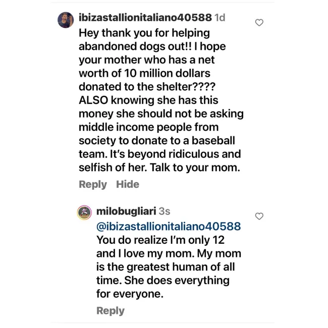 Alyssa Milano comparte captura de pantalla de trolls comentando la publicación de su hijo.