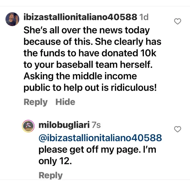 Alyssa Milano comparte captura de pantalla de trolls comentando la publicación de su hijo.