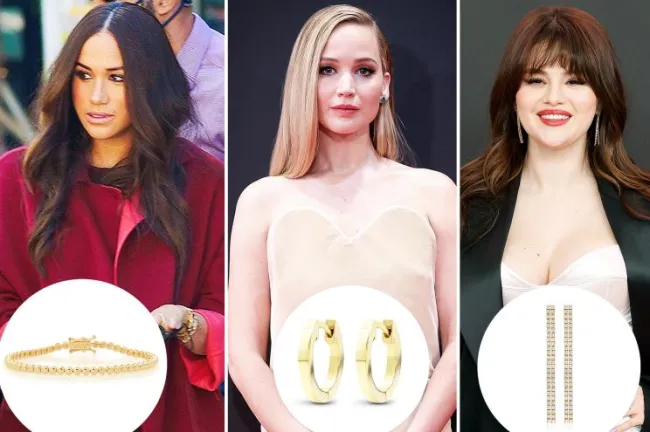 Meghan Markle, Jennifer Lawrence y Selena Gomez con inserciones de joyas