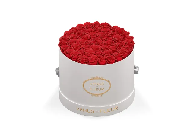 Una caja de rosas rojas