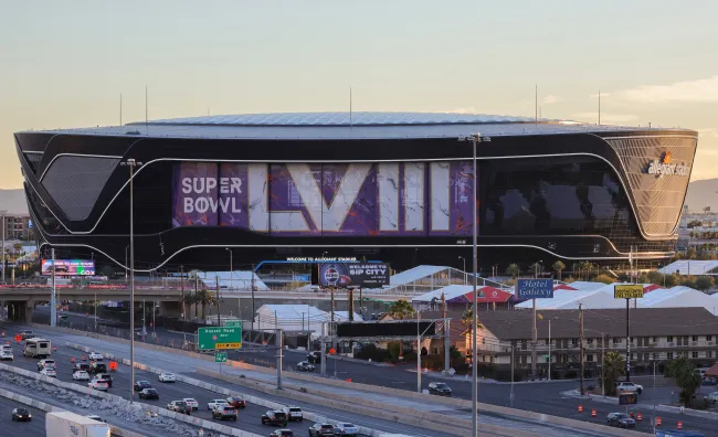 Una toma exterior del Allegiant Stadium de Las Vegas.