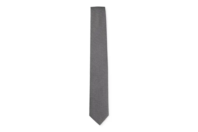 Una corbata de jacquard en blanco y negro