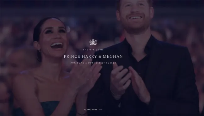 Sitio web de Meghan Markle y el príncipe Harry.
