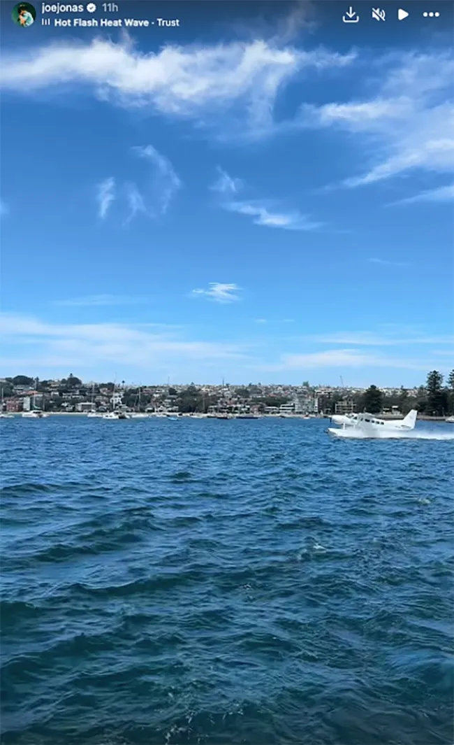 Puerto de Sydney en la historia de Instagram de Joe Jonas