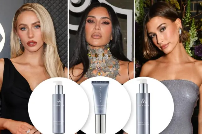 Alix Earle, Kim Kardashian y Hailey Bieber con inserciones de productos para el cuidado de la piel Cosmedix
