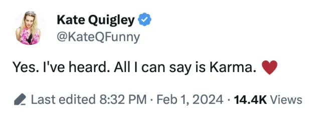 El tweet de Kate Quigley