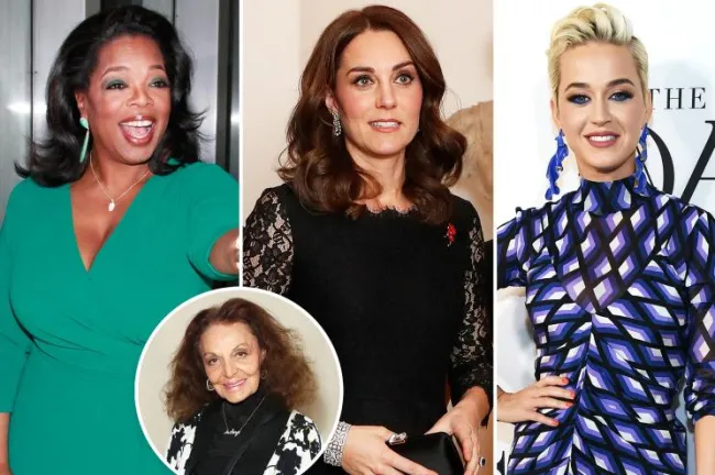 Una imagen dividida de Oprah, Kate Middleton, Diane von Furstenberg y Katy Perry