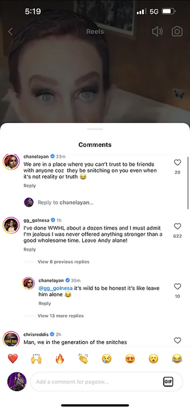 Comentarios de Chanel Ayan y Golnesa Gharachedaghi sobre la controversia de Andy Cohen.