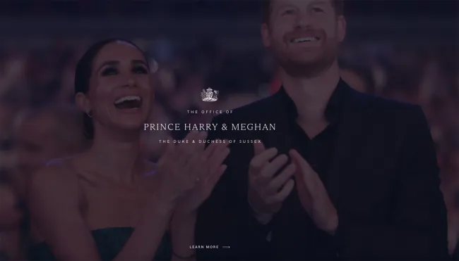 Sitio web del príncipe Harry y Meghan Markle.