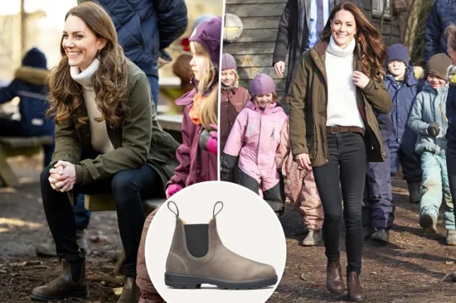 Kate Middleton con botas Blundstone con un inserto de bota similar
