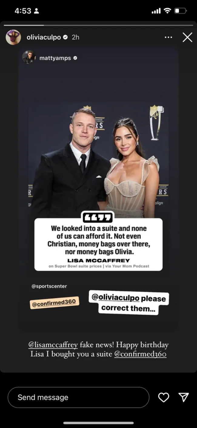 Historia de Instagram de Olivia Culpo