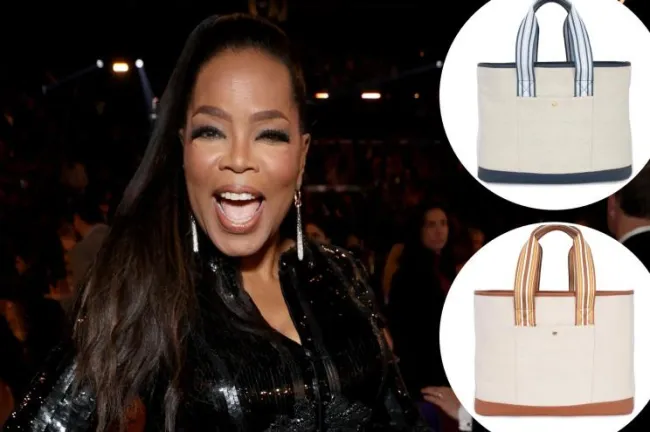 Oprah con un inserto de un bolso de lona
