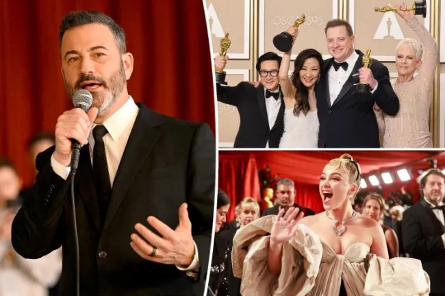 Varios actores que tenían premios Oscar se separaron con una foto de Florence Pugh y una foto de Jimmy.  Kimmel