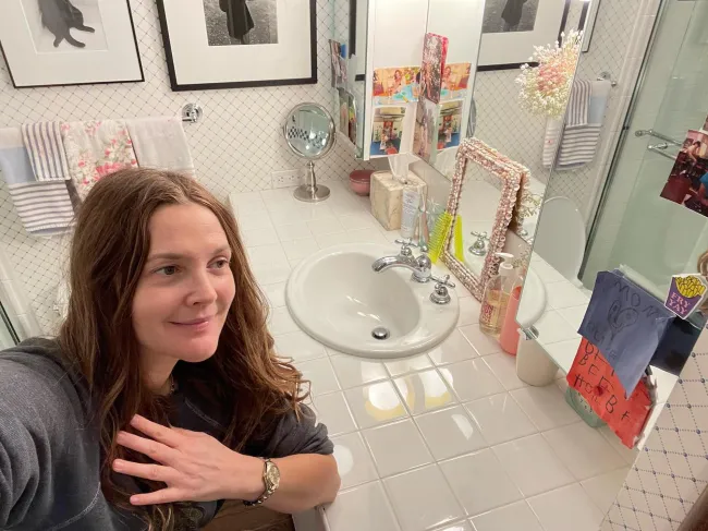 Drew Barrymore en su baño.