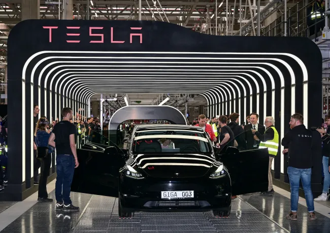 Elon Musk en un evento de coches Tesla.