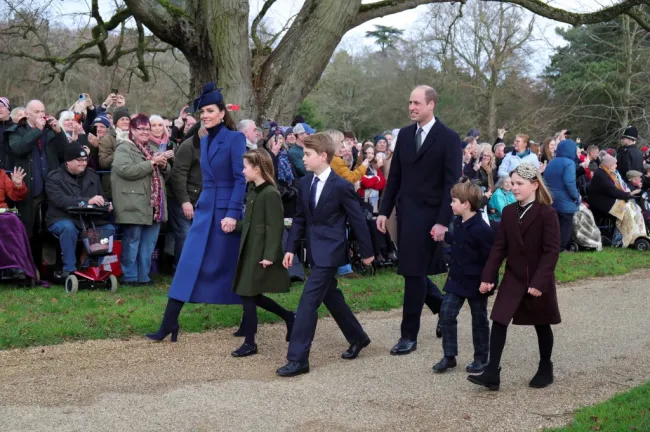 Kate Middleton en el servicio navideño de diciembre con su familia.