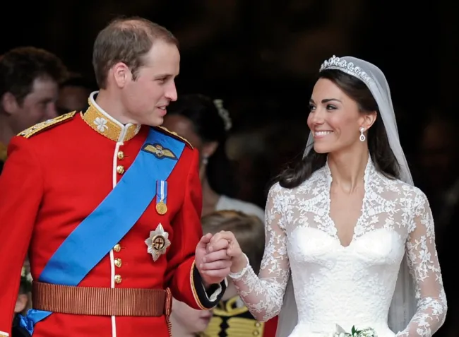 Kate Middleton y el príncipe William el día de su boda