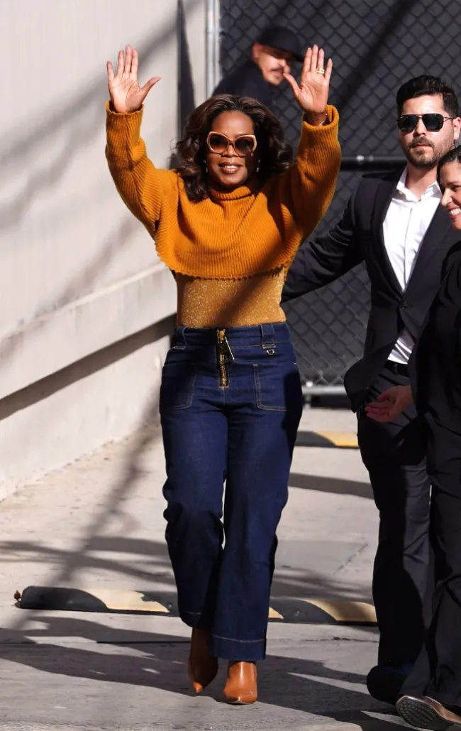 Oprah Winfrey con las manos en el aire.