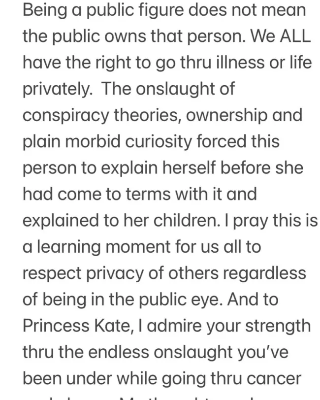Shannen Doherty en declaración hospitalaria para Kate Middleton