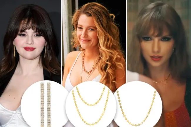 Selena Gomez, Blake Lively y Taylor Swift con inserciones de joyas de Jennifer Meyer
