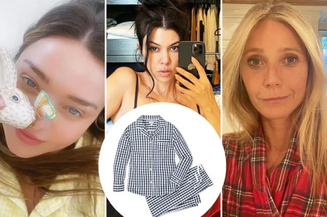 Miranda Kerr, Kourtney Kardashian y Gwyneth Paltrow con inserciones de un conjunto de pijama