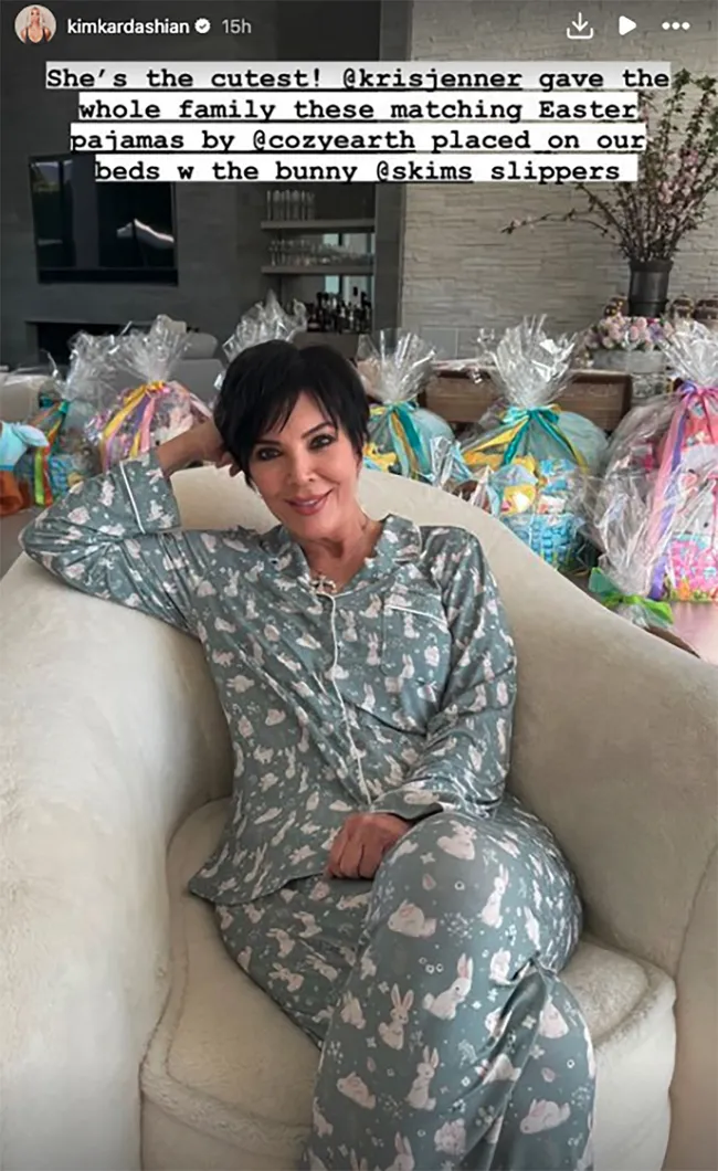 La historia de Instagram de Kim Kardashian de Kris Jenner en pijama de Pascua