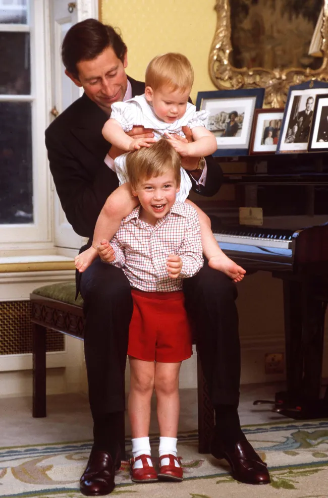 Antigua foto de Charles con William y Harry cuando eran bebés.