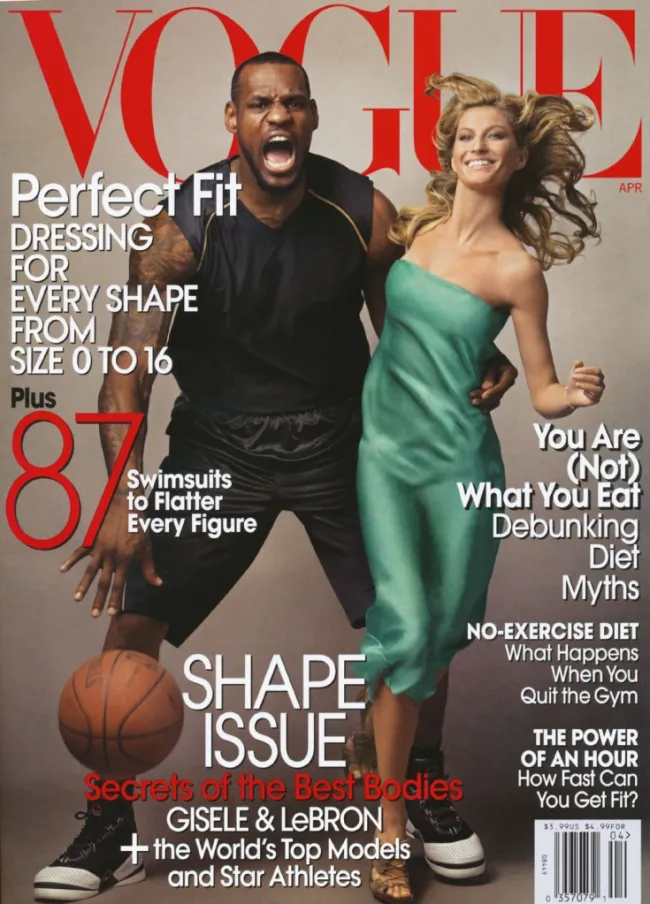 Lebron James y Gisele Bündchen en la portada de Vogue, 2009.