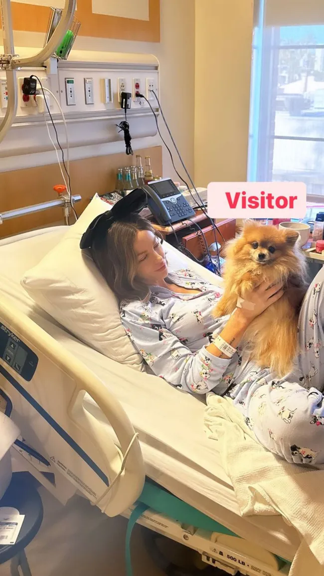 Kate Beckinsale en el hospital con su perro
