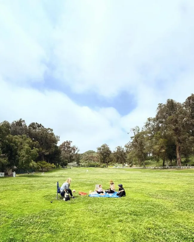 Kate Hudson haciendo un picnic con sus hijos.