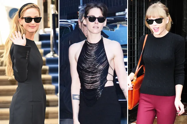 Jennifer Lawrence, Kristen Stewart y Taylor Swift con gafas de sol Ray-Ban.