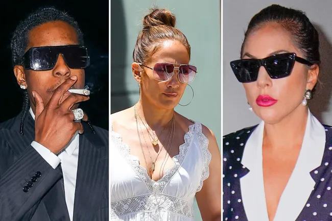 A$AP Rocky, Jennifer López y Lady Gaga con gafas de sol