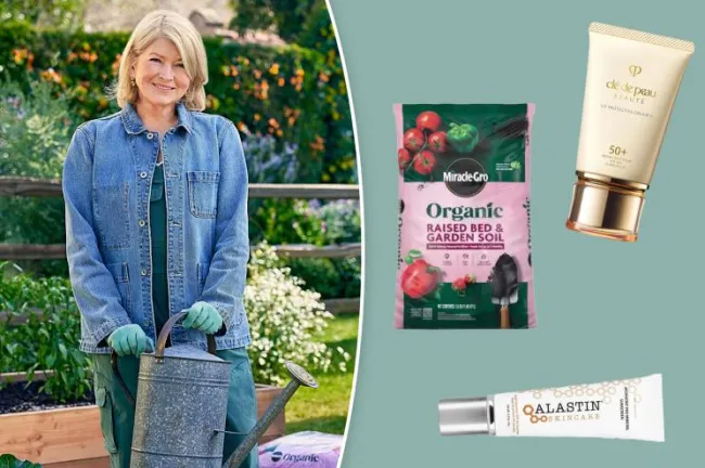 Martha Stewart con inserciones de fertilizante y dos tubos de protector solar