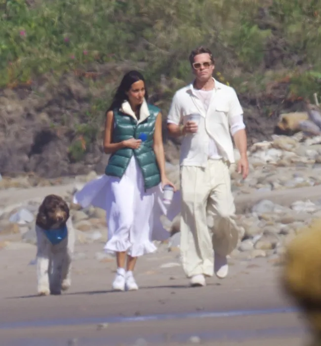 Brad Pitt e Inés de Ramón caminando al ritmo de Santa Bárbara, California.