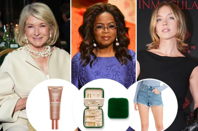 Martha Stewart, Oprah y Sydney Sweeney con inserciones de Lumi Glotion, joyero Benevolence LA y pantalones cortos Levi's