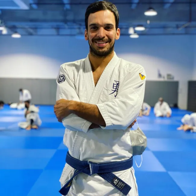 Joaquim Valente posando en jiu-jitsu.
