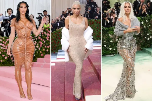 Kim Kardashian en la Met Gala en 2019, 2022 y 2024